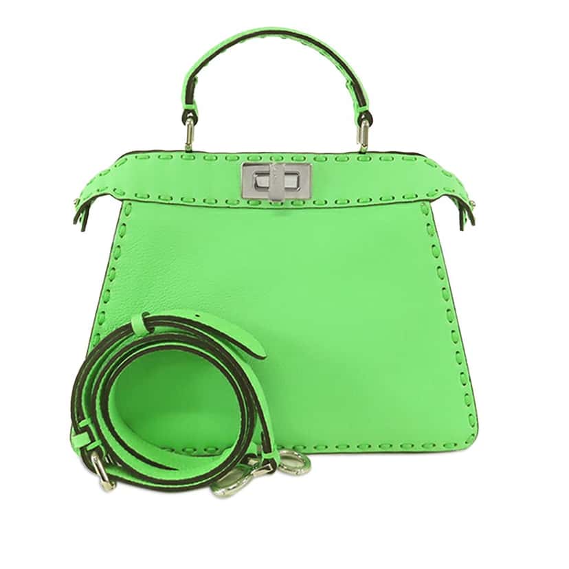 Fendi Small Calfskin Selleria Peekaboo ISeeU Satchel Green Leather Good condition - Front View