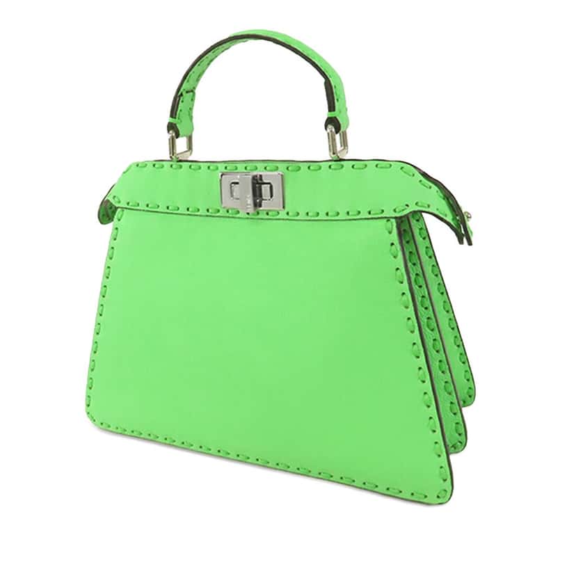 Fendi Small Calfskin Selleria Peekaboo ISeeU Satchel Green Leather Good condition - Back View