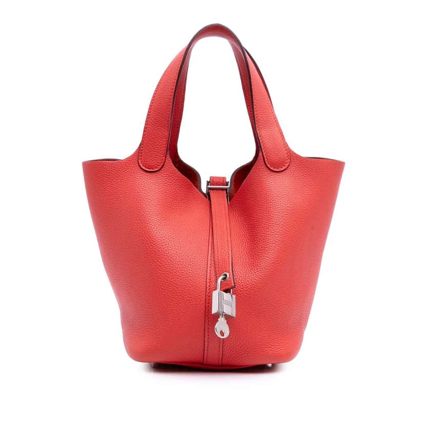 Hermès Clemence Picotin Lock 18 Red Leather Good condition - Front View