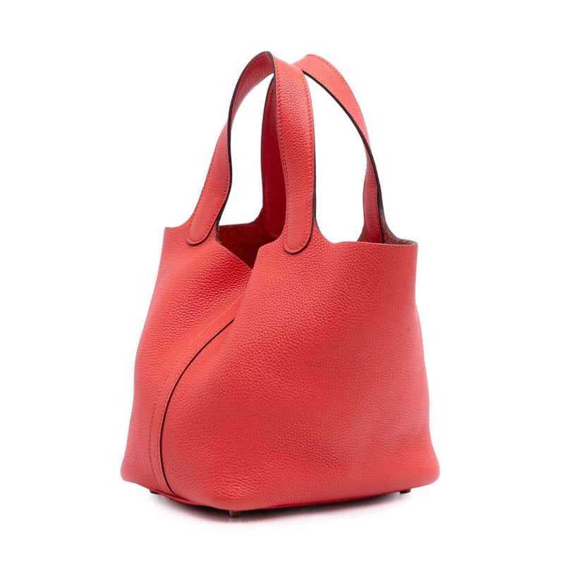 Hermès Clemence Picotin Lock 18 Red Leather Good condition - Back View