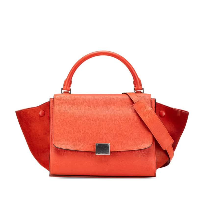 Celine Small Leather Trapeze Satchel Orange Leather Good condition - Front View