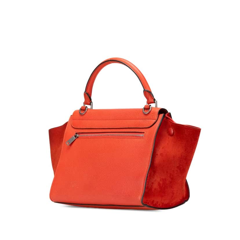 Celine Small Leather Trapeze Satchel Orange Leather Good condition - Back View