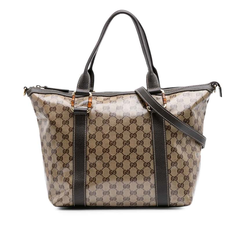 Gucci GG Crystal Abbey D Ring Tote Brown Canvas Good condition - Front View