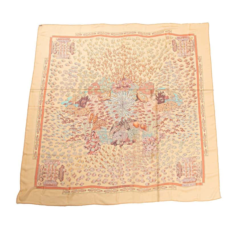 Hermès Recontre Oceane Chiffon Silk Scarf Brown Silk Very good condition - Front View