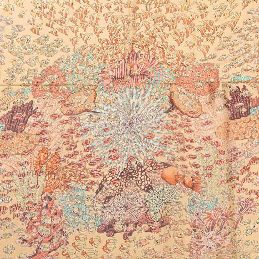 Hermès Recontre Oceane Chiffon Silk Scarf Brown Silk Very good condition - Back View