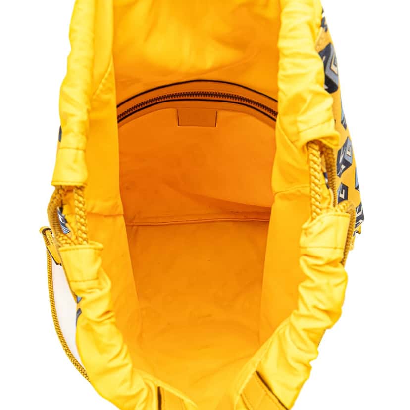 Gucci GG Cotton Wallpaper Neo Vintage Drawstring Backpack Yellow Cotton Good condition - Model View