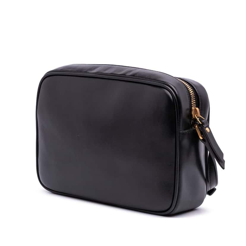 Saint Laurent Medium Suede Leopard Print Lou Camera Bag Brown Leather Good condition - Back View
