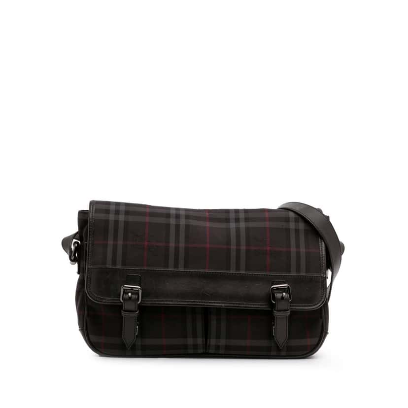 Burberry Smoke Check Nylon Messenger Bag Black Good condition - Front View