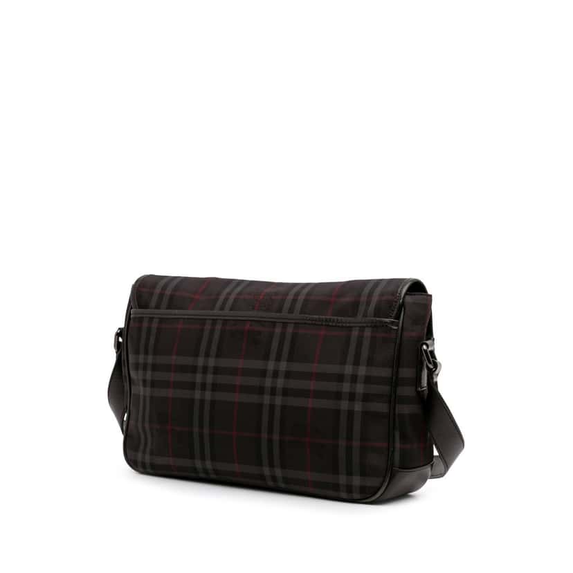 Burberry Smoke Check Nylon Messenger Bag Black Good condition - Back View