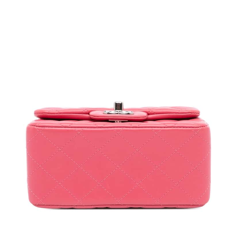 Chanel Mini Square Classic Lambskin Single Flap Pink Leather Good condition - Inside View