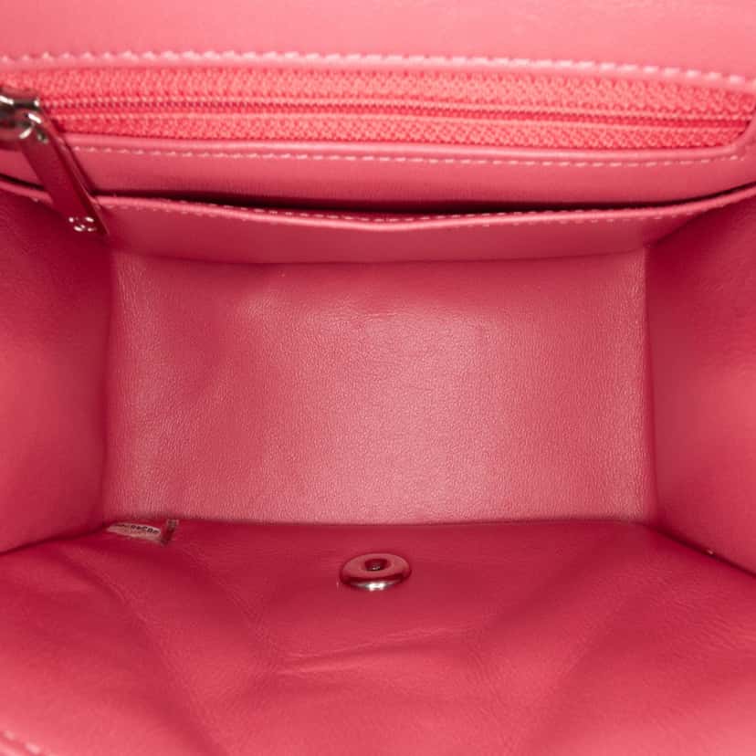 Chanel Mini Square Classic Lambskin Single Flap Pink Leather Good condition - Model View