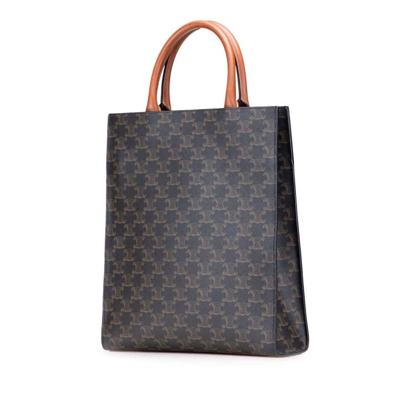 Celine Small Triomphe Coated Canvas Vertical Cabas Tote Brown Canvas Good condition - Back View