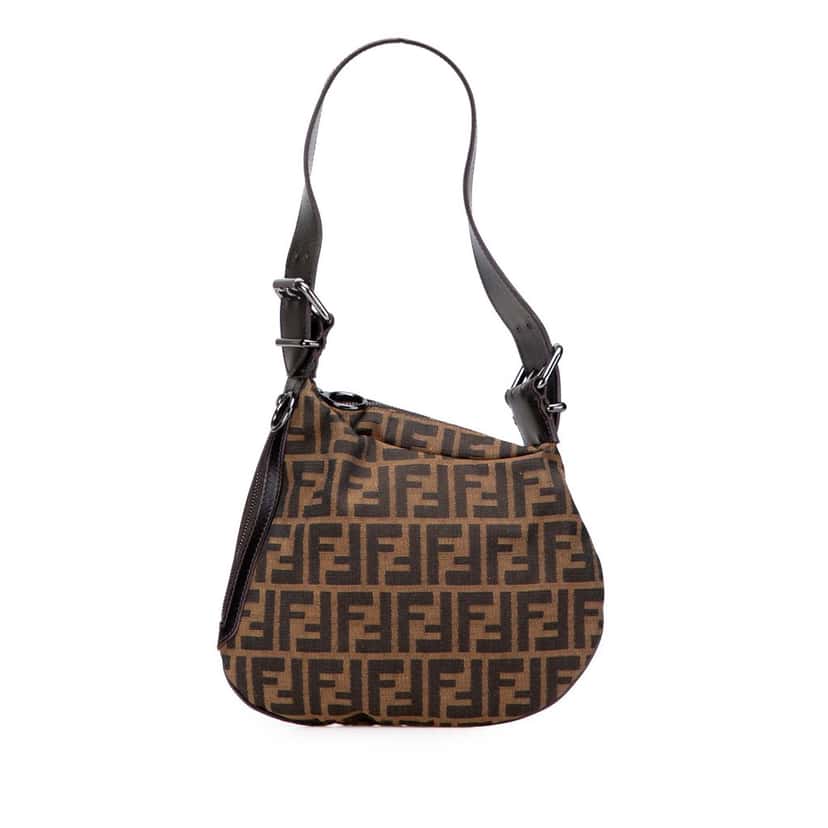 Fendi Zucca Canvas Oyster Shoulder Bag Brown Canvas Good condition - Front View