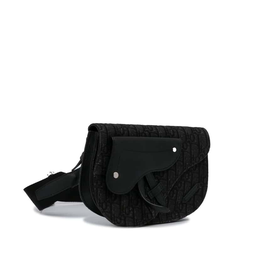 Dior Oblique Canvas Saddle Messenger Bag Black Canvas Good condition - Back View