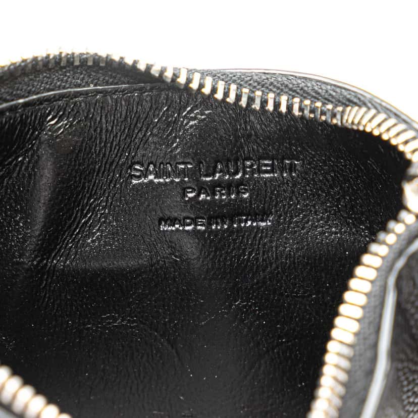 Saint Laurent Grain de Poudre Fragments Zipped Card Case Black Leather Good condition - Box View