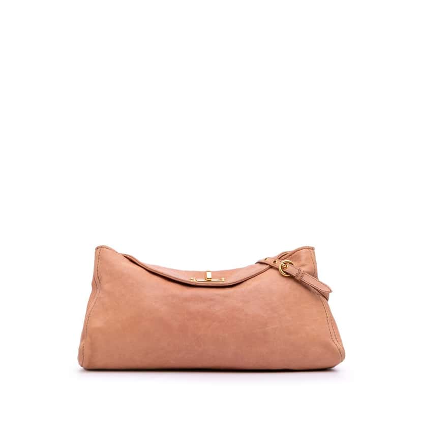 Miu Miu Leather Clutch on Strap Brown Leather Good condition - Front View