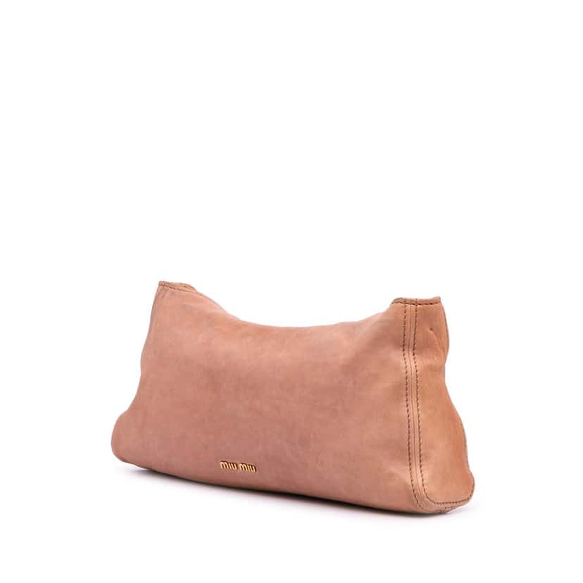 Miu Miu Leather Clutch on Strap Brown Leather Good condition - Back View