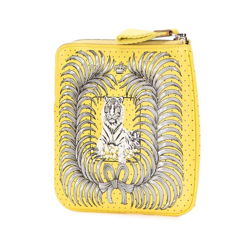 Hermès Swift Tigre Royal Bandana Carre Pocket Pouch Yellow Leather Good condition - Back View