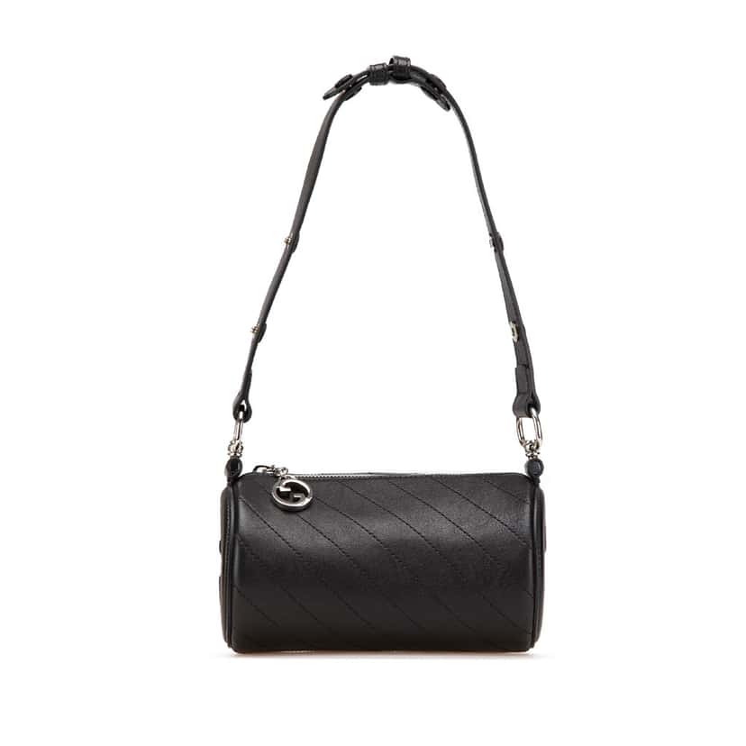 Gucci Mini Leather Blondie Barrel Shoulder Bag Black Leather Good condition - Front View