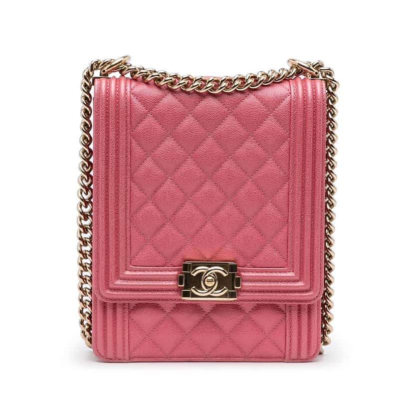 Chanel North South Boy Flap Pink Leather Very good condition - Front View
