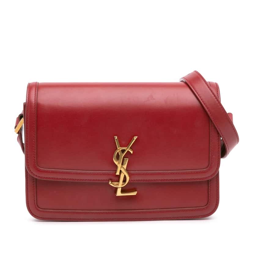Saint Laurent Medium Calfskin Solferino Satchel In Box Red Leather Good condition - Front View