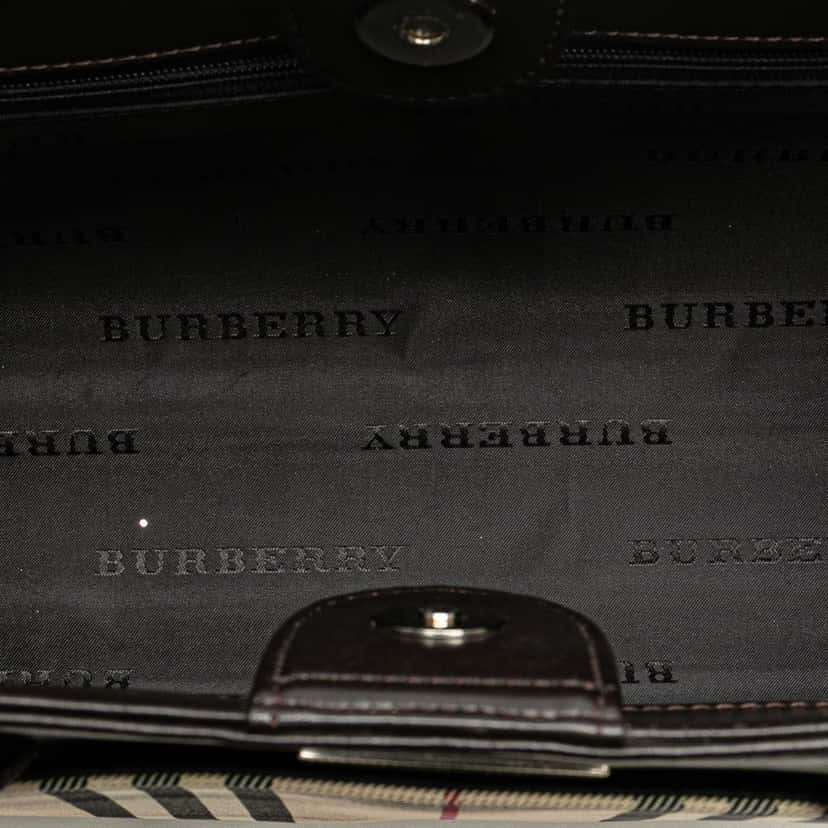 Burberry House Check Canvas Handbag Brown Canvas Good condition - Model View