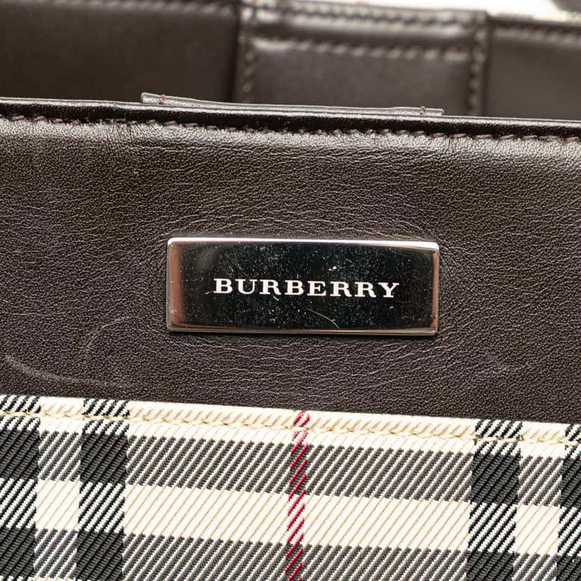 Burberry House Check Canvas Handbag Brown Canvas Good condition - Box View