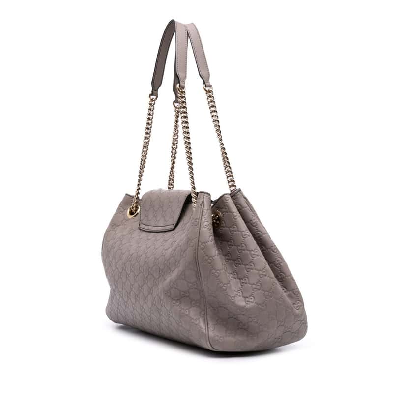 Gucci Large Guccissima Emily Chain Shoulder Bag Grey Leather Good condition - Back View