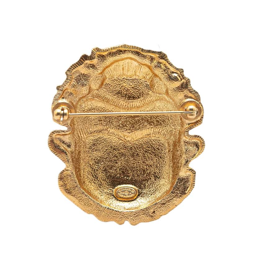Chanel Gold Plated CC Beetle Brooch Gold Metal Good condition - Back View