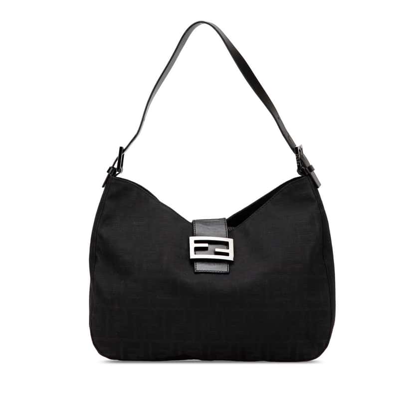 Fendi Zucca Canvas Shoulder Bag Black Canvas Good condition - Front View