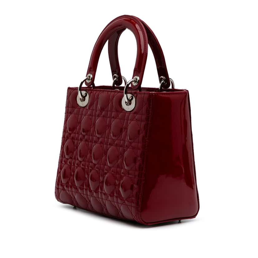 Dior Medium Patent Cannage Lady Dior Red Leather Good condition - Back View