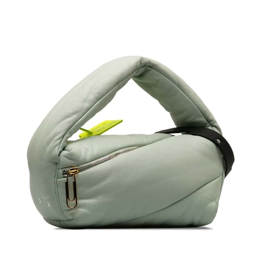 Off-white Leather Pump Pouch Green Leather Good condition - Back View