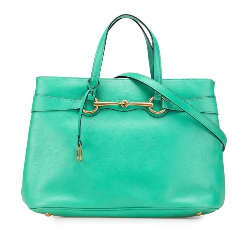 Gucci Leather Bright Bit Satchel Green Leather Good condition - Front View