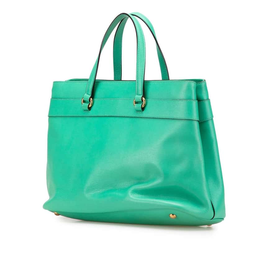 Gucci Leather Bright Bit Satchel Green Leather Good condition - Back View