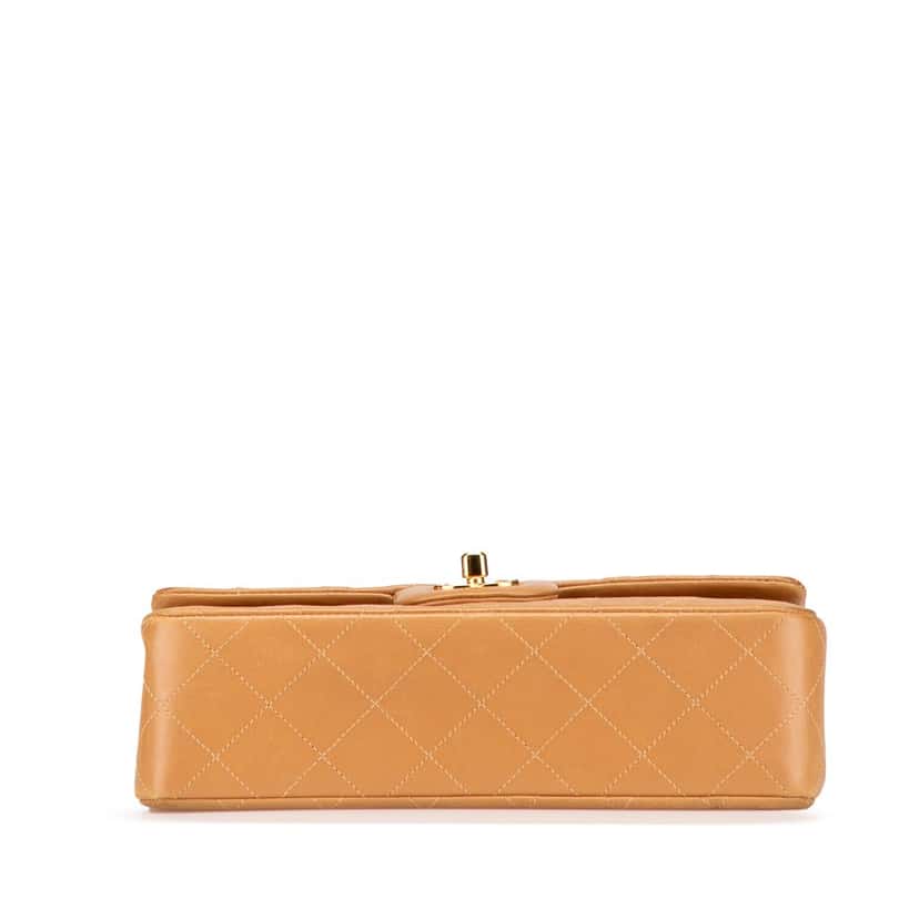 Chanel Small Classic Lambskin Double Flap Brown Leather Good condition - Inside View