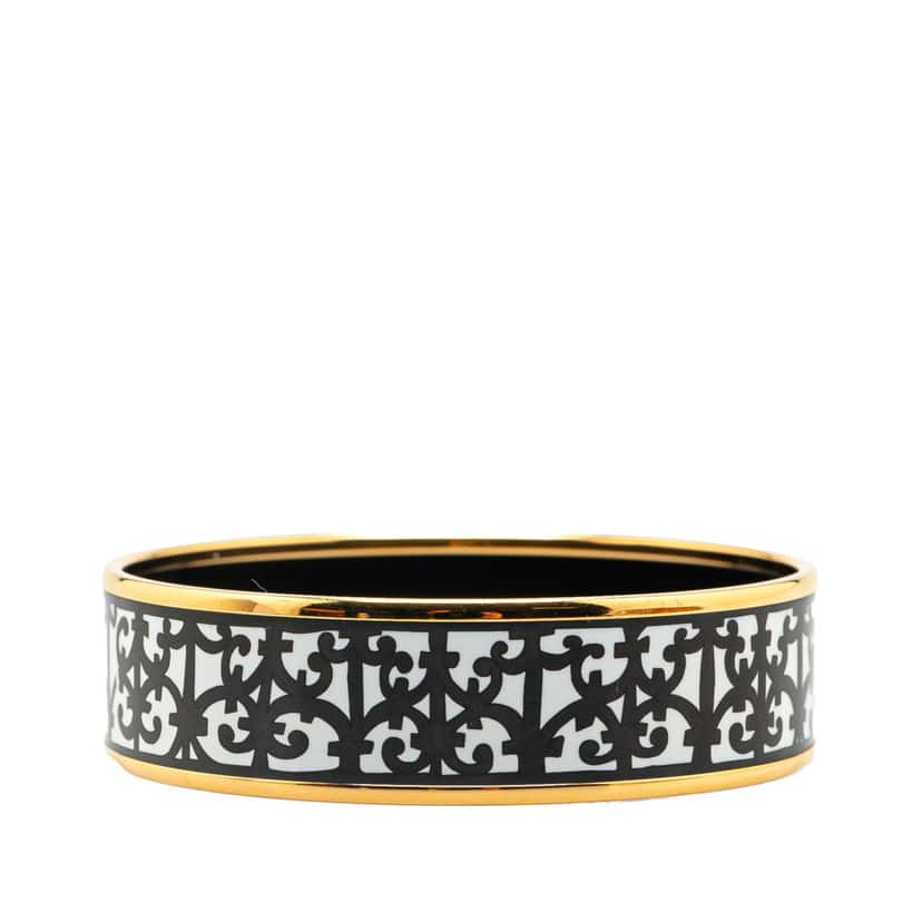 Hermès Wide Balcons du Guadalquivir Enamel Bangle 62 White Good condition - Front View