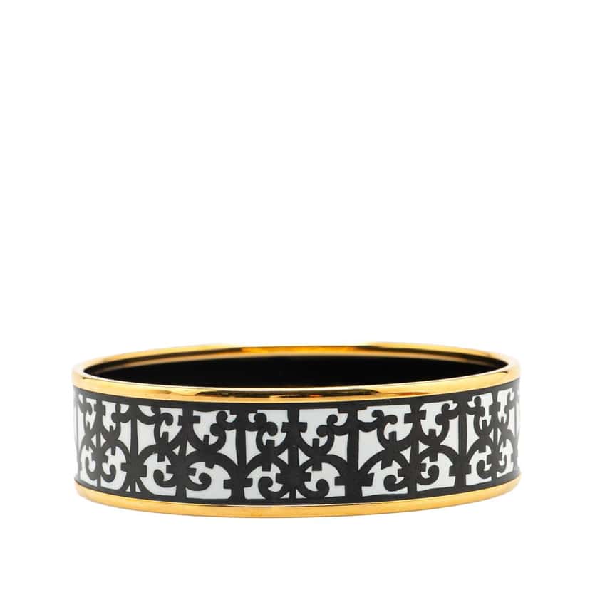 Hermès Wide Balcons du Guadalquivir Enamel Bangle 62 White Good condition - Inside View