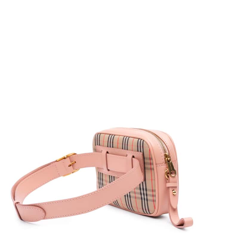 Burberry Haymarket Check Canvas 1983 Link Belt Bag Brown Canvas Good condition - Back View