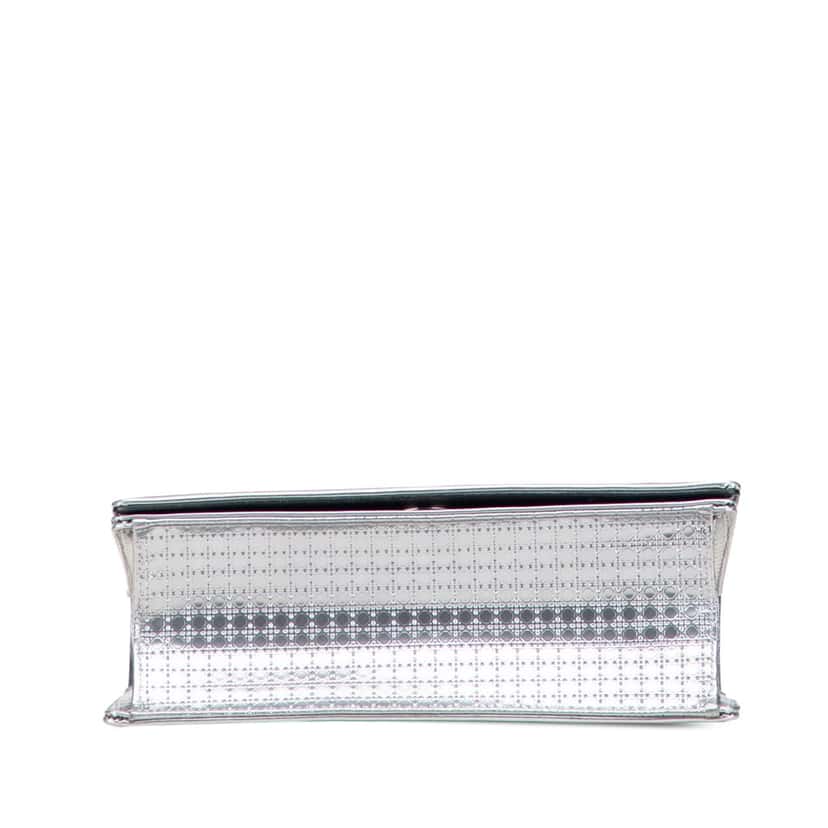 Dior Medium Metallic Patent Microcannage Diorama Flap Silver Leather Good condition - Inside View