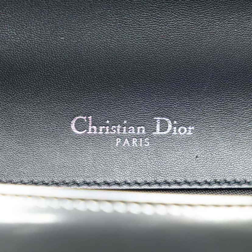 Dior Medium Metallic Patent Microcannage Diorama Flap Silver Leather Good condition - Box View