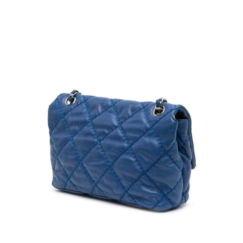 Chanel Small Calfskin Love Me Tender Flap Blue Leather Very good condition - Back View