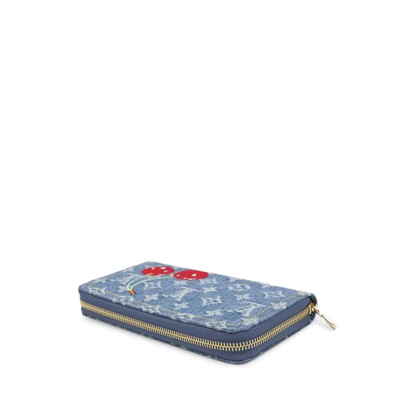 Louis Vuitton Takashi Murakami Monogram Cherry Denim Zippy Wallet Blue Denim Very good condition - Inside View