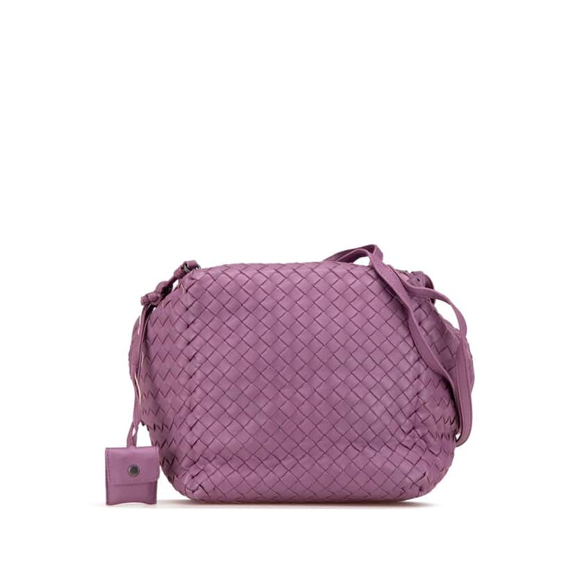 Bottega Veneta Nappa Intrecciato Cube Crossbody Purple Leather Very good condition - Front View