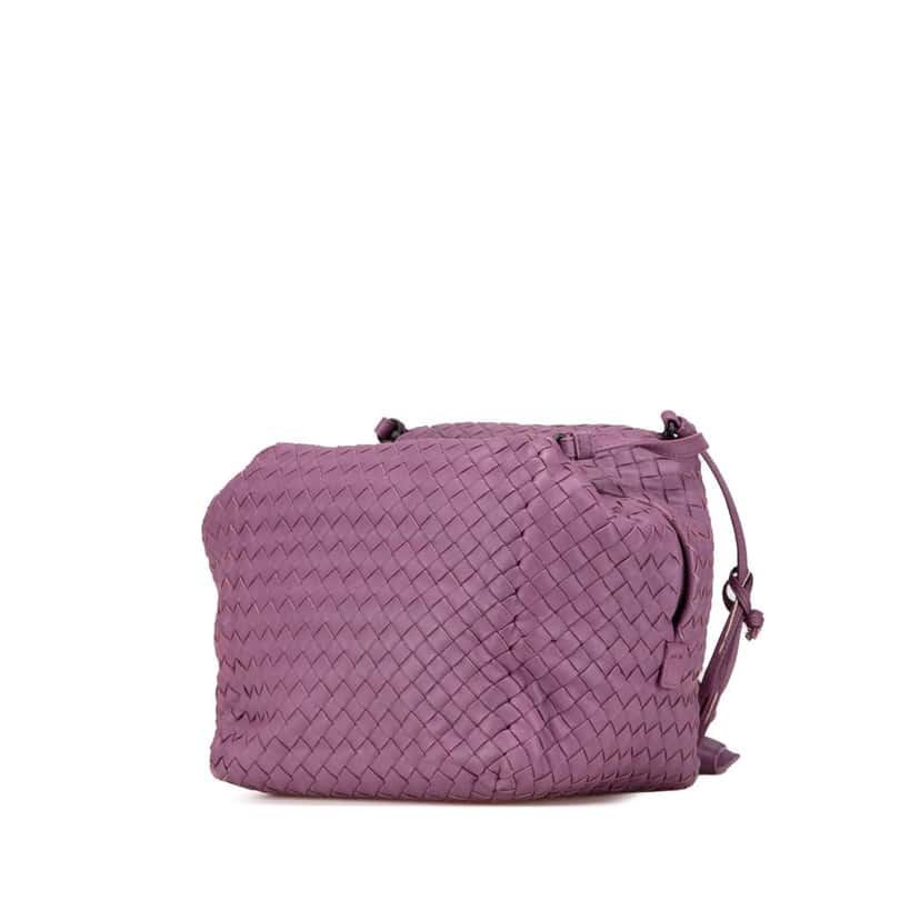 Bottega Veneta Nappa Intrecciato Cube Crossbody Purple Leather Very good condition - Back View