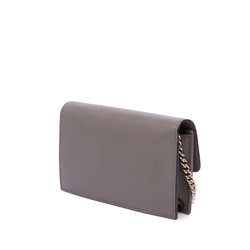 Gucci Leather Interlocking G Dollar Wallet on Chain Grey Leather Good condition - Back View