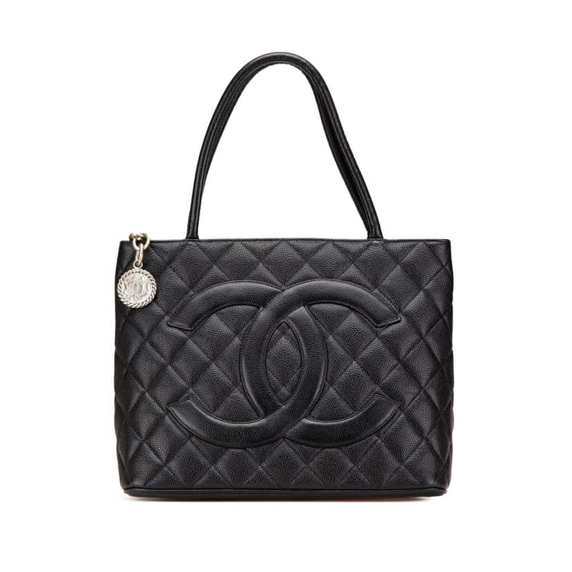 Chanel Caviar Medallion Tote Black Leather Good condition - Front View