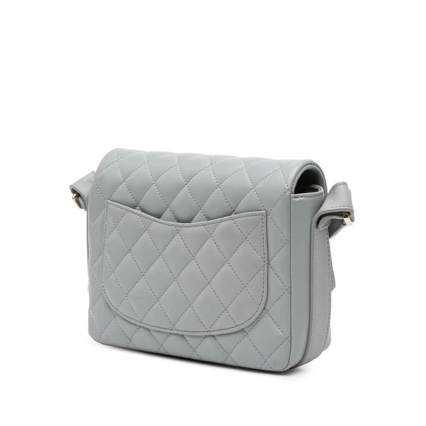 Chanel Quilted Calfskin Bolero de Chanel Flap Grey Leather Very good condition - Back View