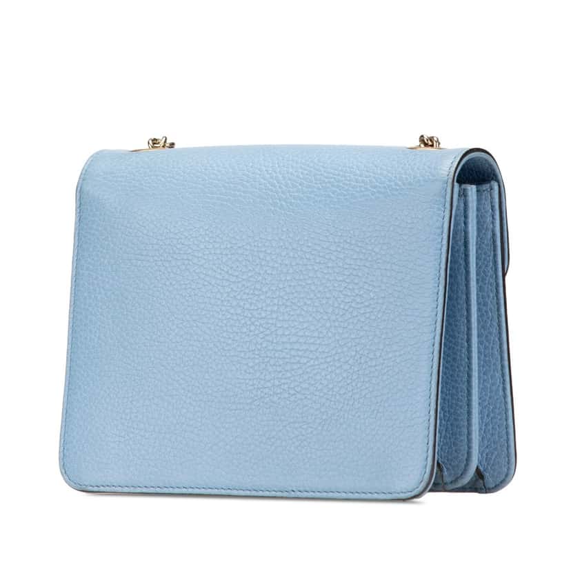Gucci Small Dollar Calfskin Interlocking G Crossbody Blue Leather Very good condition - Back View