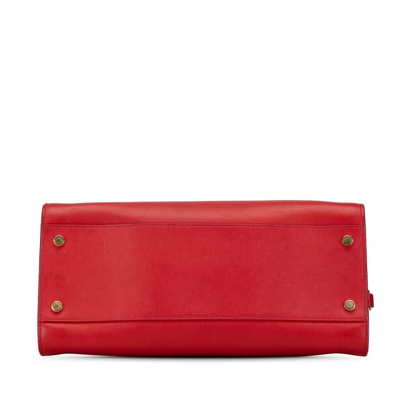 Saint Laurent Medium Leather Monogram Cabas Satchel Red Leather Fair condition - Inside View