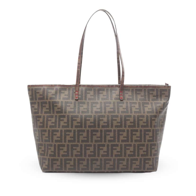 Fendi Medium Zucca Coated Canvas Roll Tote Brown Canvas Good condition - Front View